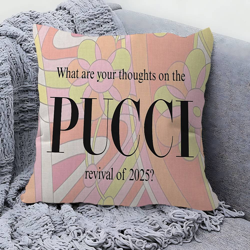 E-Emilios P-PucciS Logo 45*45cm Cushion Cover Pillow Cover Decor Pillowcase Home Pillowcase For Couch Pillow