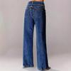 Womens Wide Leg Jeans Casual Baggy High Waisted Stretch Denim Pants