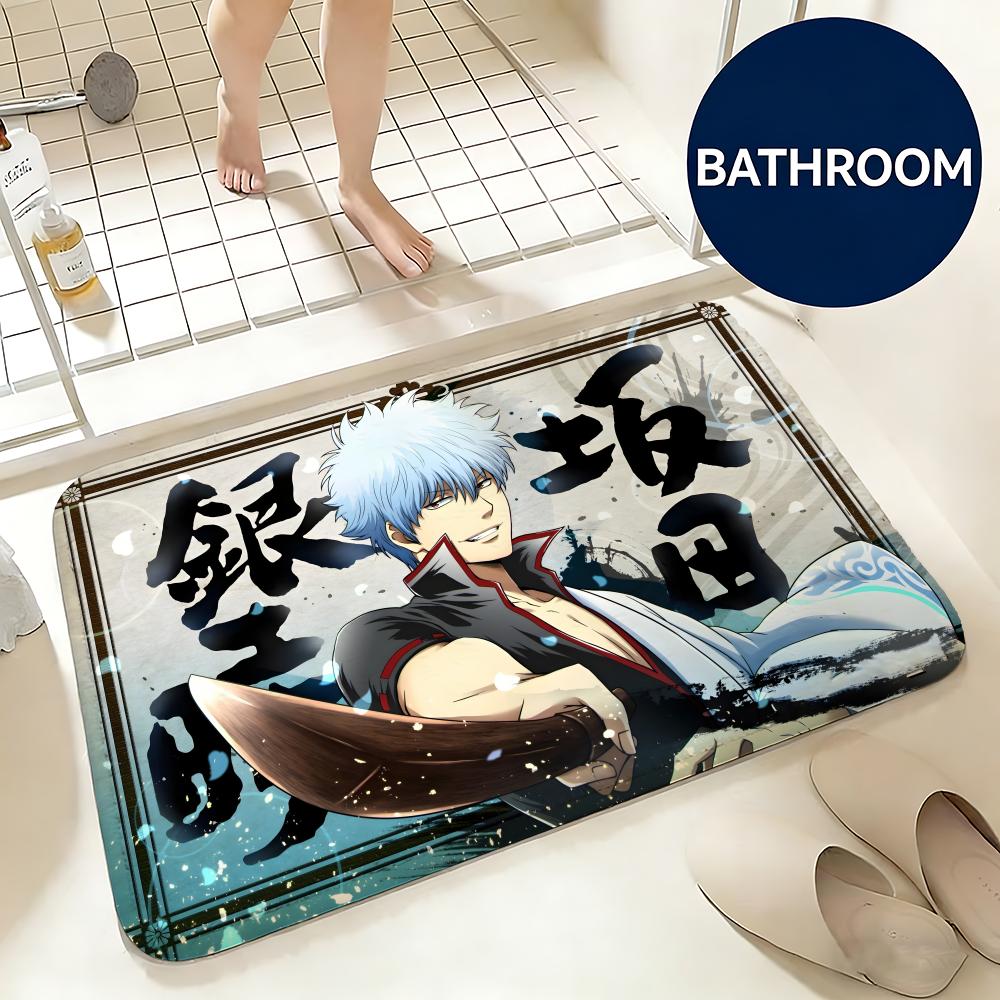 Soft Flannel Floor Mat Anime Gin Tama Floor Mat Non-Slip Absorbent Doormat Bathroom Bedroom Home Decor Rug