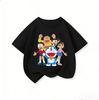 Summer Cute Crew Neck T Shirt Kids Lovely Cartoon Print Trendy Street Casual Tops Doraemon Boys Girls Outfit 314Y