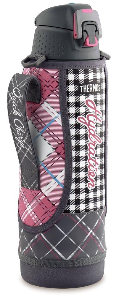 Thermos Water Bottle Vacuum Insulated Sports Bottle Gray Gingham Cold Storage Only GGM 1.5L FFZ-1502F