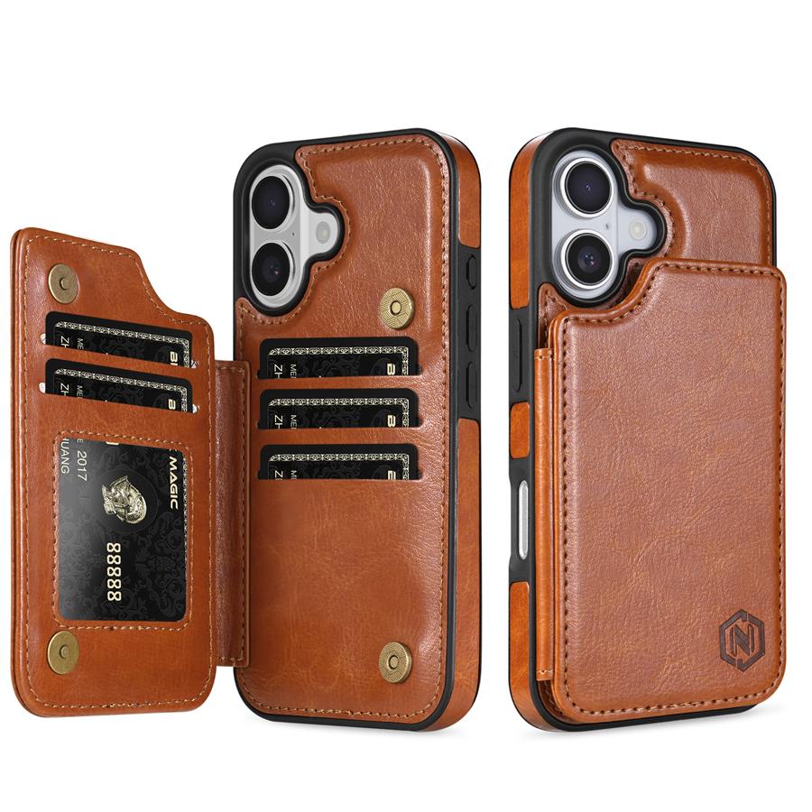 

Wallet RFID Blocking Layer Protect Anti-Theft Magnetic Leather Case For iPhone Air 17 Pro Max 16e 15 Plus 14 13 12 11 Card Bag iPhone 17 Pro