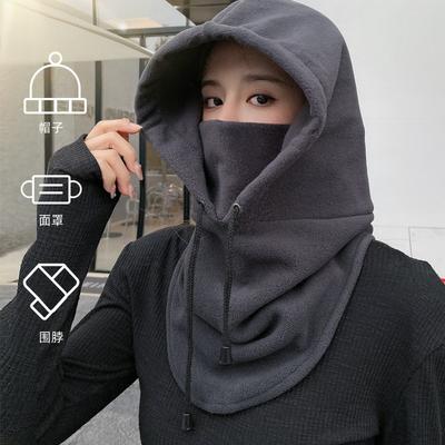 Autumn and Winter Hat Women's Winter Warm Mask Riding Windproof Hood Hat Cold-proof Skiing Fleece Scarf Cover Integrated Hat