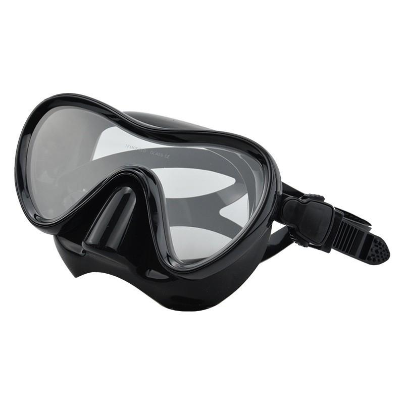 Low Volume Silicone Snorkeling Mask Adults PC Lens Anti-Fog Swimming Goggles Unisex Diving Eyewear Black