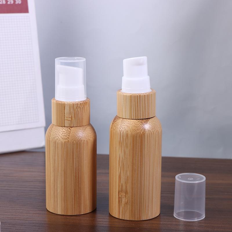 For Cream Gel Moisturizers Liquid Container 10-100ml Bamboo Lotion Bottle Press Type Packaging Refillable Makeup Cosmetics