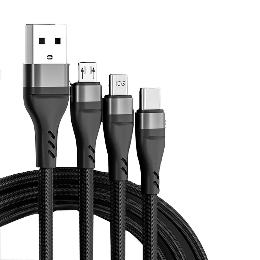 100W 6A 3-IN-1 USB Cable Fast Charging Cable Multi Charging Cord USB Cord Adapter Braided Wire For Mobile Phone Tablet Laptop