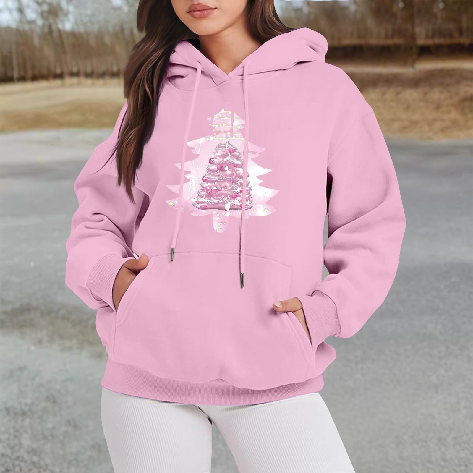 

Женские свитшоты оверсайз, флисовые толстовки с длинным рукавом, осенние наряды с карманом XXL розовый