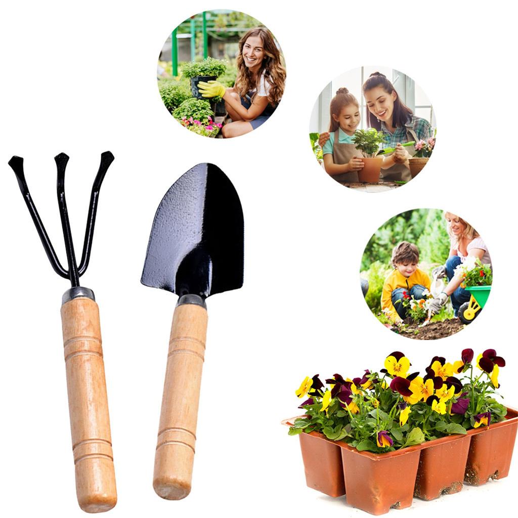 3PC Shovel Rake Set  Garden Tools With Wooden Handle Steel Garden Tools