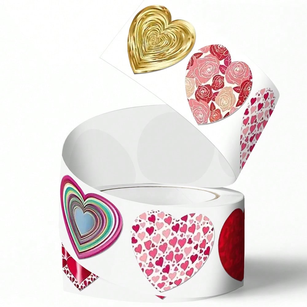 Rollenförmige Valentinstags-Herz-Liebesaufkleber für Geschenke, Hochzeiten, kommerzielle Dekoration, nicht trocknende Klebeetiketten