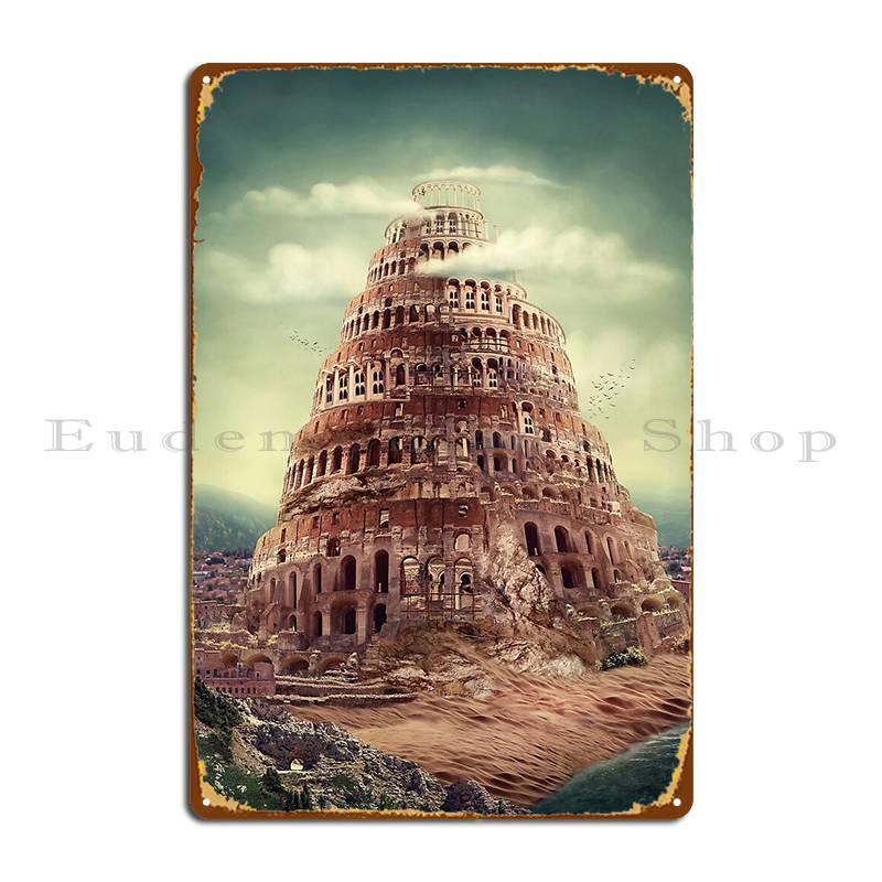 

Tower Of Babel Metal Signs Pub Club Designing Club Create Tin Sign Poster 20x30cm