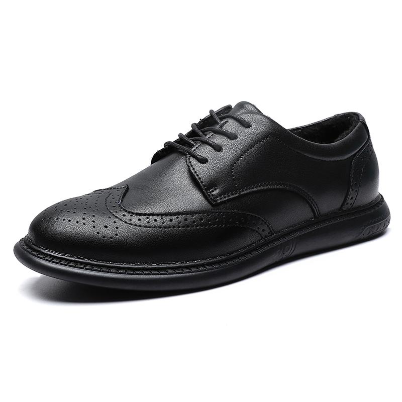Man Lace Up Dress Shoes Outdoor Walking Shoes Leisure Walk Oxford Shoes Simple Brogue Flats Genuine Leather Mens Casual Footwear