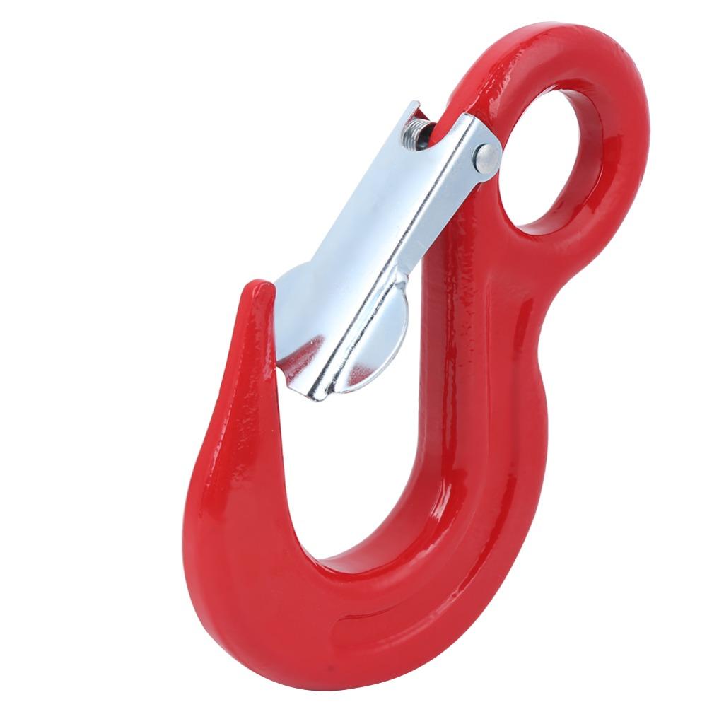 Red Alloy Steel Crane Hook 5000kg Load Capacity Safety Latch Hook Industrial Rigging