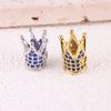 18K Gold Crown Beads with Micro-inlaid Zircon for DIY Jewelry Making