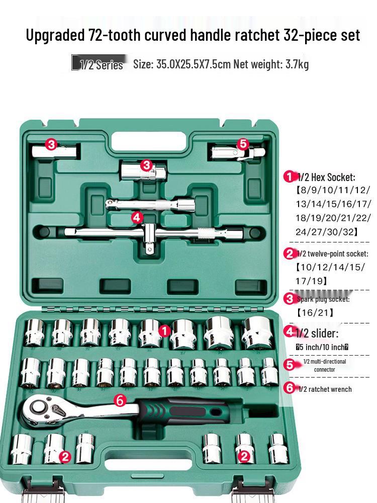 Ratchet Wrench Tool Set - Auto & Car Repair Socket Kit