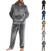 Men's 2,Piece Flannel Loungewear Set | Oversized Hooded Sweatshirt & Elastic Waist Straight,Leg Pants, Warm For Daily & Light Outdoor