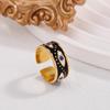 Evil Eye Enamel Ring - Retro Ethnic Style In Black & White, Stainless Steel