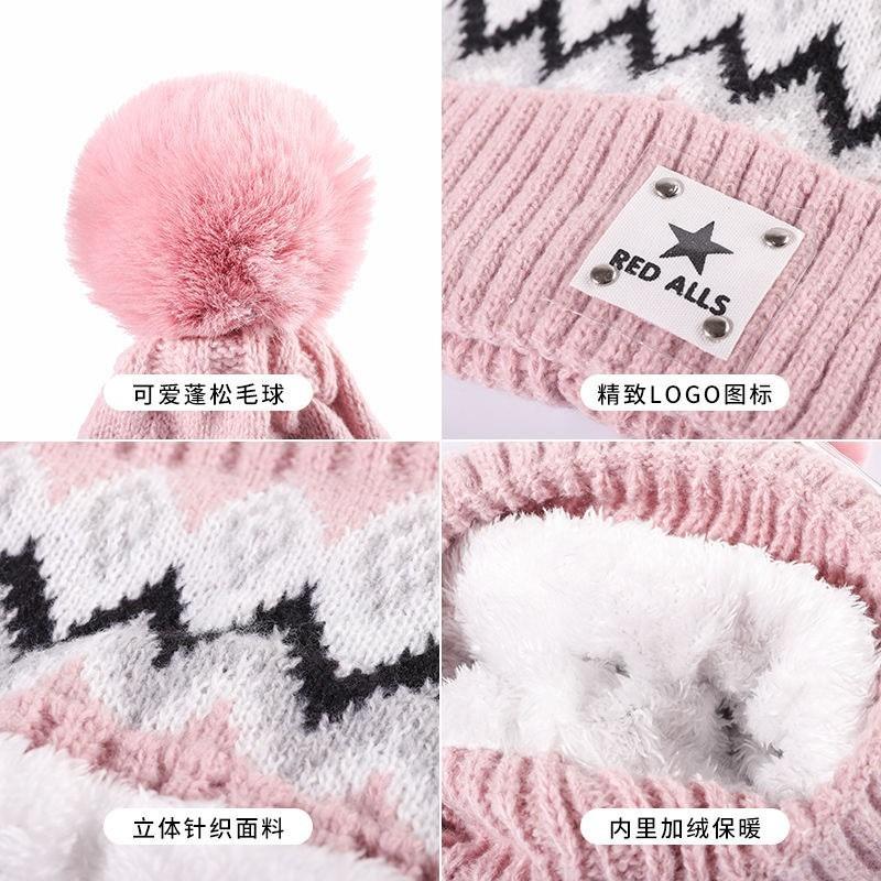 Hat autumn and winter women's fleece thickened ear protector wool hat women's cycling cold winter knitted hat warm hat
