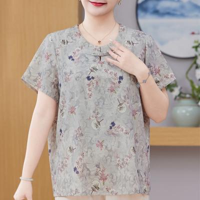 Plus Size 3XL-8XL Oversize Summer Casual Blouses for Women Tops Loose Short Sleeve Shirt Vintage Clothes