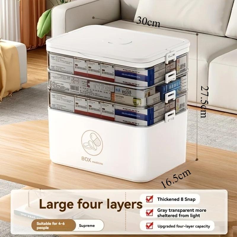 Portable Medicine Box Large Capacity Home Emergency Medical Kit Multi-layer Drug Storage Box with Partition Portable