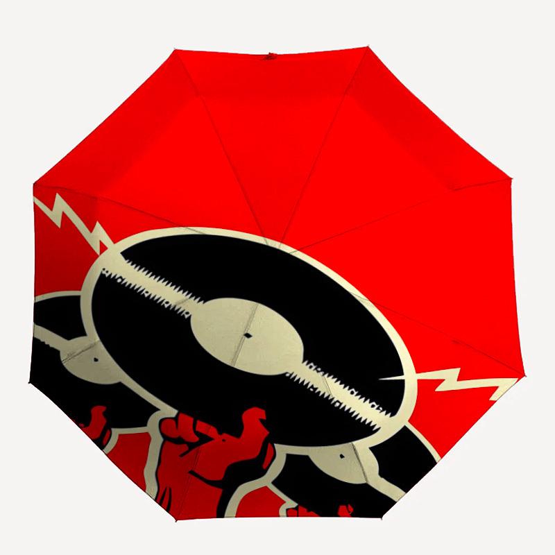 

1pc Record Music Automatic Folding Umbrella - Compact 8-Rib Design, Durable Plastic & Iron, Lightweight for Outdoor Daily Use044