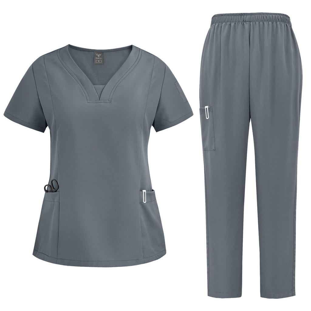 Women’s Surgical Scrubs High Quality Medical Nursing Scrub Sets Short Sleeved Top+pants Beauty Salon Dental Clinic Nurse Uniform