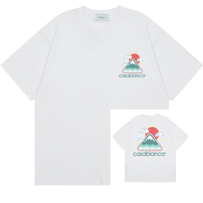 Grenzüberschreitend auf Lager exklusiv Casablanca Doppelgaze reine Baumwolle Unisex T-Shirt Hip-Hop lässig Kurzarm locker Rundhals