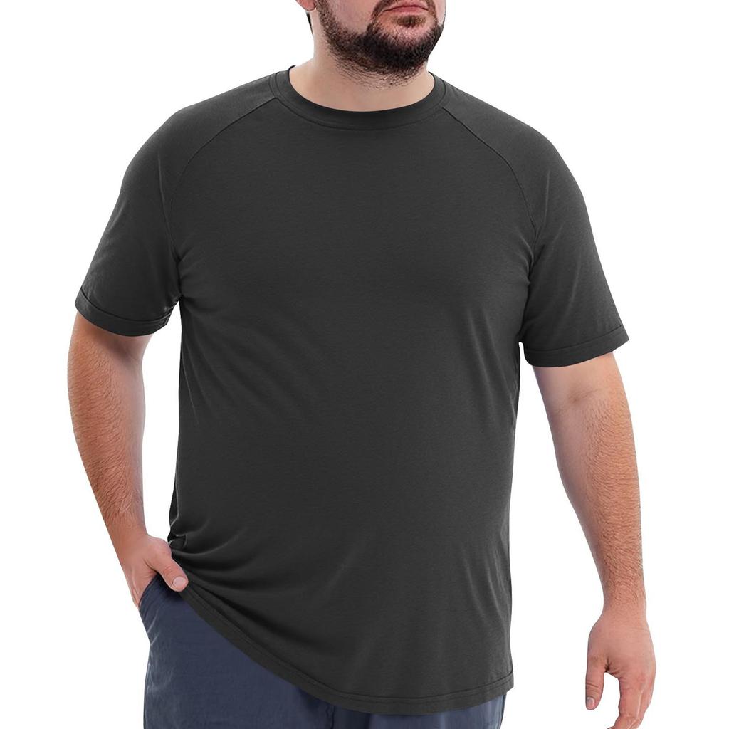 Men's Big Size Solid Color Crew Neck Short Sleeve Casual T-Shirt Lightweight Comfortable Fit Soft Fabric
