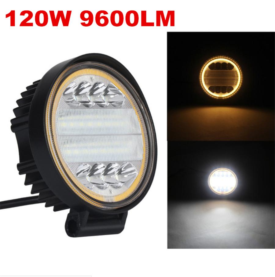 

Pair Universal Aluminum 120W 9600LM LED Work Light Flood Beam Driving Fog Lamp DRL Angle Eye