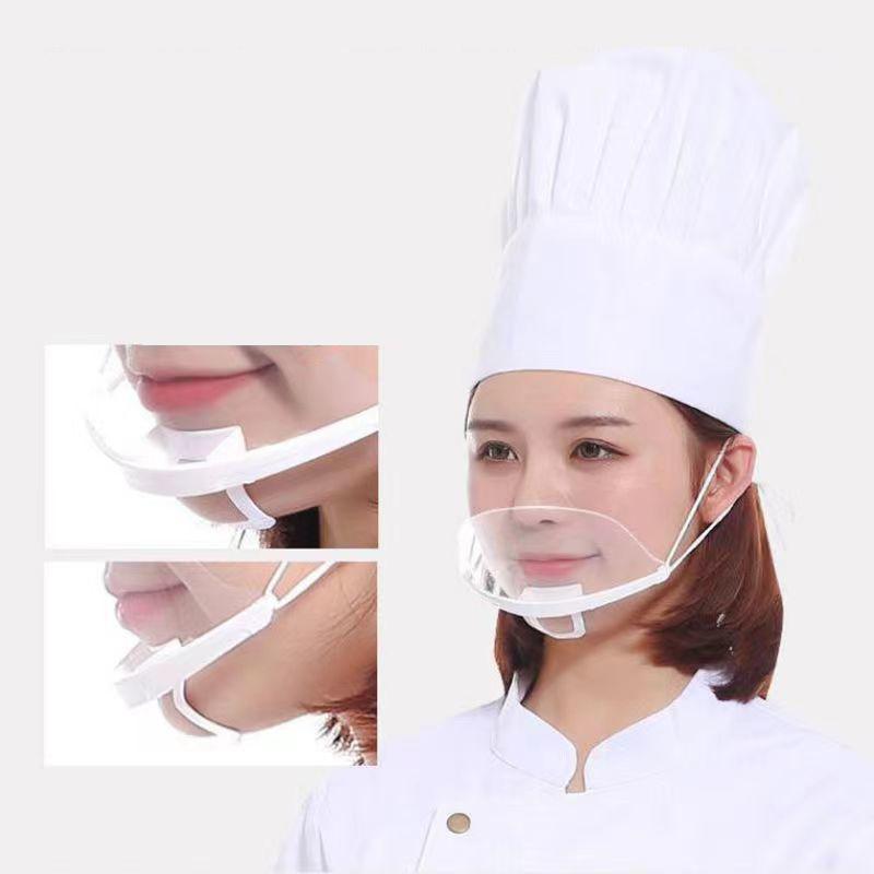 20PCS Clear Plastic Catering Mask Hotel Beauty Chef Waiter Protective Mask Reusable Visible Splash Proof Mask
