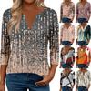 3/4 Sleeve Womens Tops For Women Henely Tops Button V Neck  Loose Fit Dressy Womens Summer Tops