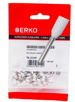 Końcówka Tulejka Izol TE 0,5/8 V 100szt Białe ERKO