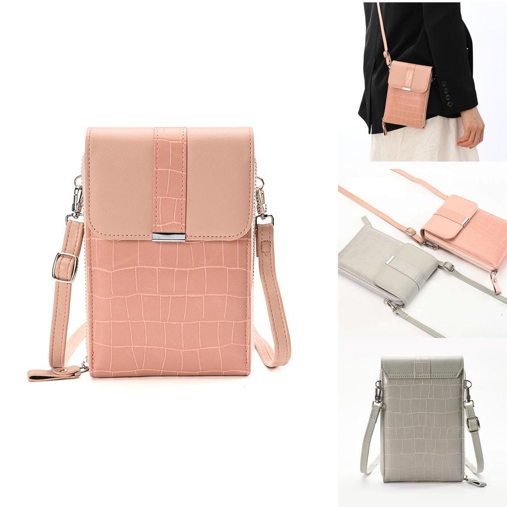 New 2023 Women's Crocodile Pattern Belt Buckle Cover Bag Multi-functional Mini Phone Bag Pu Leather Material