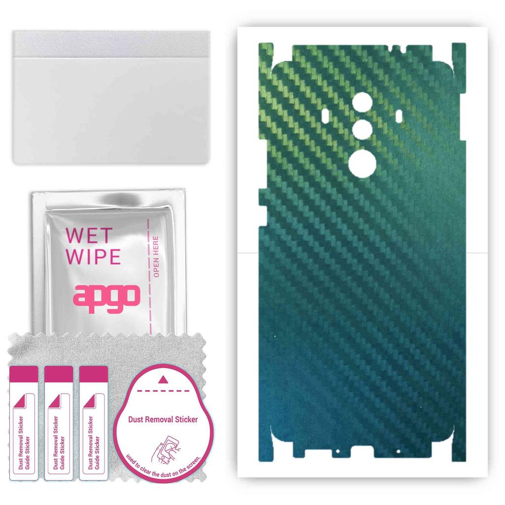 apgo Protective Skin Sticker for the back+sides compatible with Huawei Mate 10 Pro, Full Wrap Film, Foil, Vinyl - Pattern Carbon Chameleon CAKA1