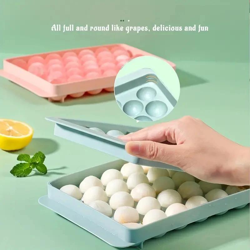 33 Grid Hockey Shape PP Ice Ball Mold, Whiskey Ice Cube Tray Box, Popsicle Lollipop Maker DIY Frozen Kitchen Gadgets Gifts