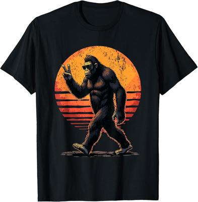 Peace Sign Bigfoot Sasquatch Sunset Graphic Funny Big Foot Gift Unisex T-Shirt