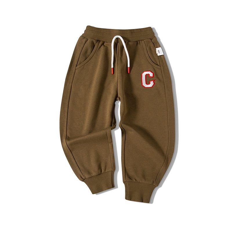 Children's Spring and Autumn Sports Pants for Boys and Girls, Letter Print Long Pants, Solid Color Casual Jogger Sweatpants for Boys