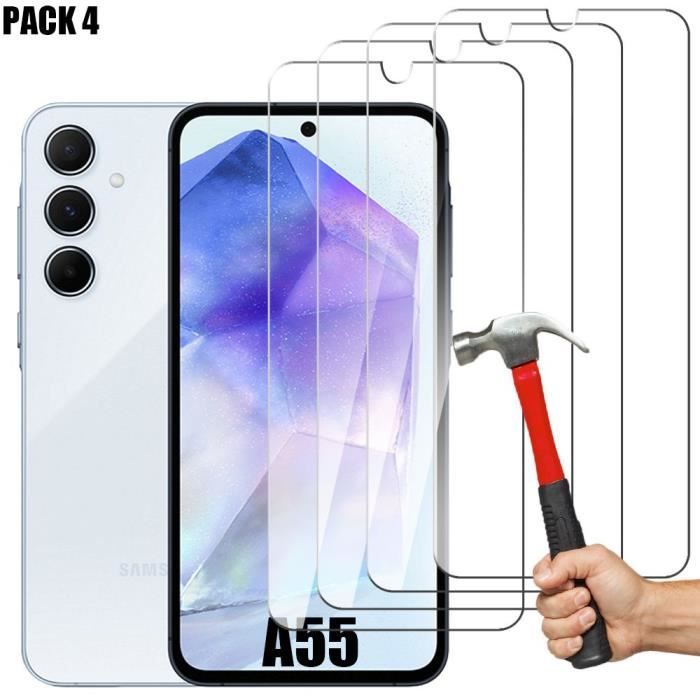 Protection d'écran - Verre Trempé - Compatible Samsung Galaxy A55 5G - 4 Pièces - Résistant 9H - Transparent