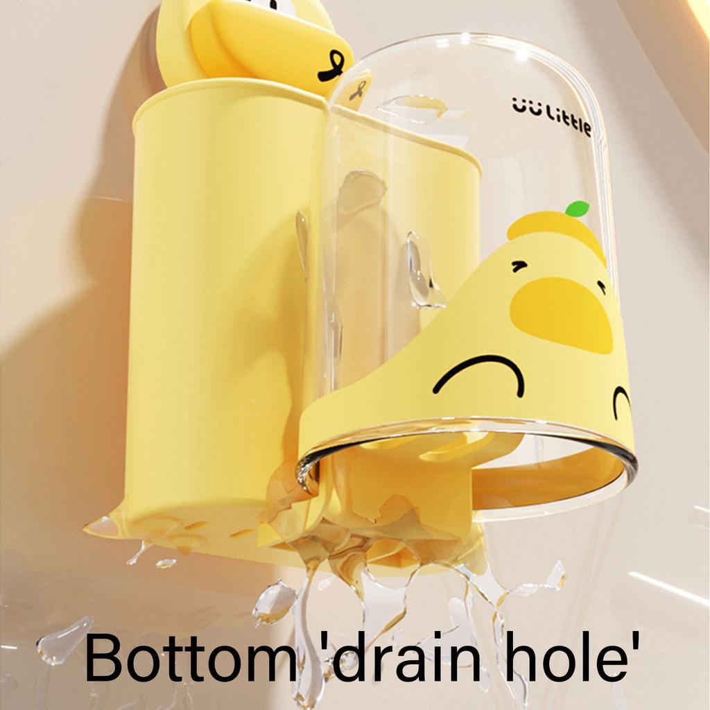 Upgrades Wall Mounted Toothbrush & Cup Holder for Kids Easy Install Multiple Use Bathroom Organizes Toothbrush Cup Stand