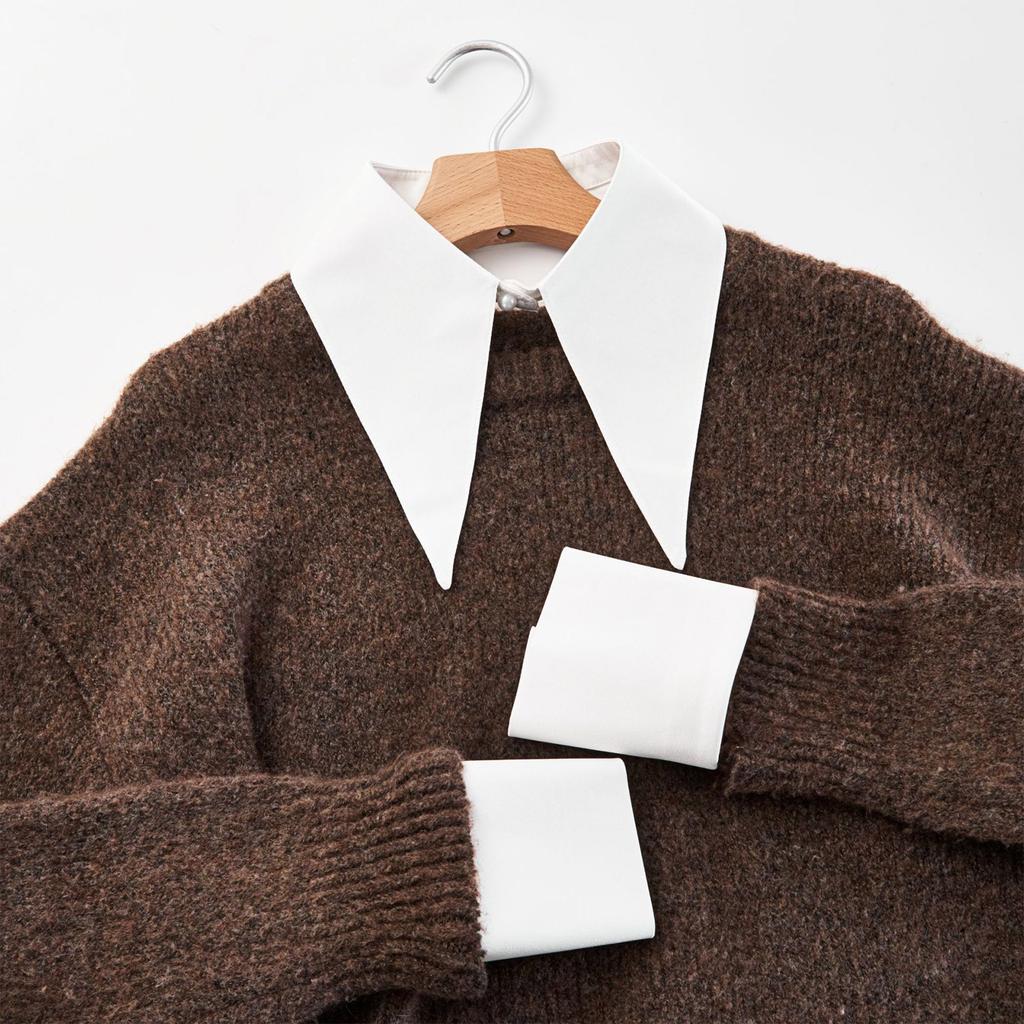 Insert Casual Shawl Collar Elegant Sweet False Collar Wristband for Lady Delicate Pointed Collar Casual Insert