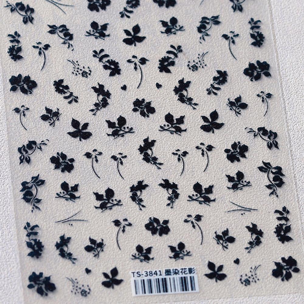 Luxury Black French Curve 5D Nail Art Sticker Asymmetric Artistic Lines Broken Pattern Fragments Self Adhesive Manicure Decal