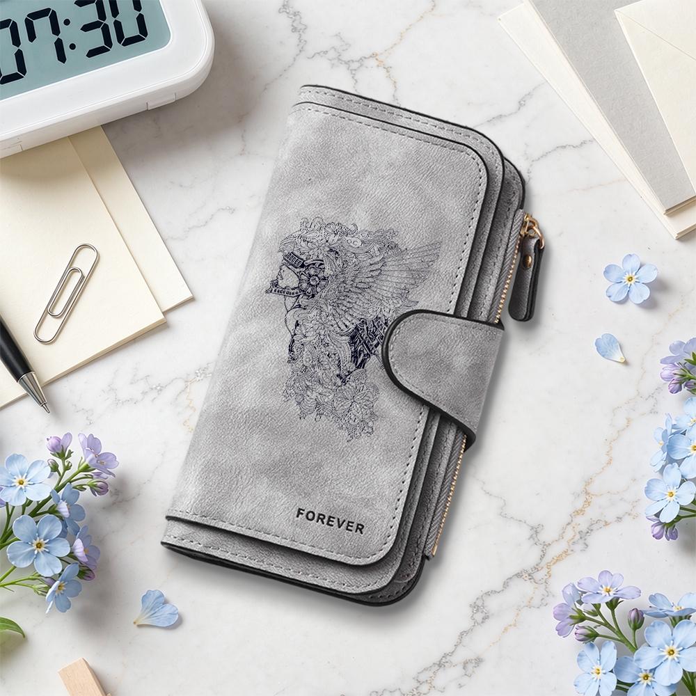 Vintage Embossed Long Wallet Forever Portable Large Capacity Card Holder Multi Slot Money Pouch