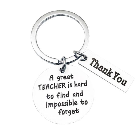 

Неувядаемый двусторонний кулон из нержавеющей стали с зеркальной полировкой, брелок для ключей «День учителя» серебряный
