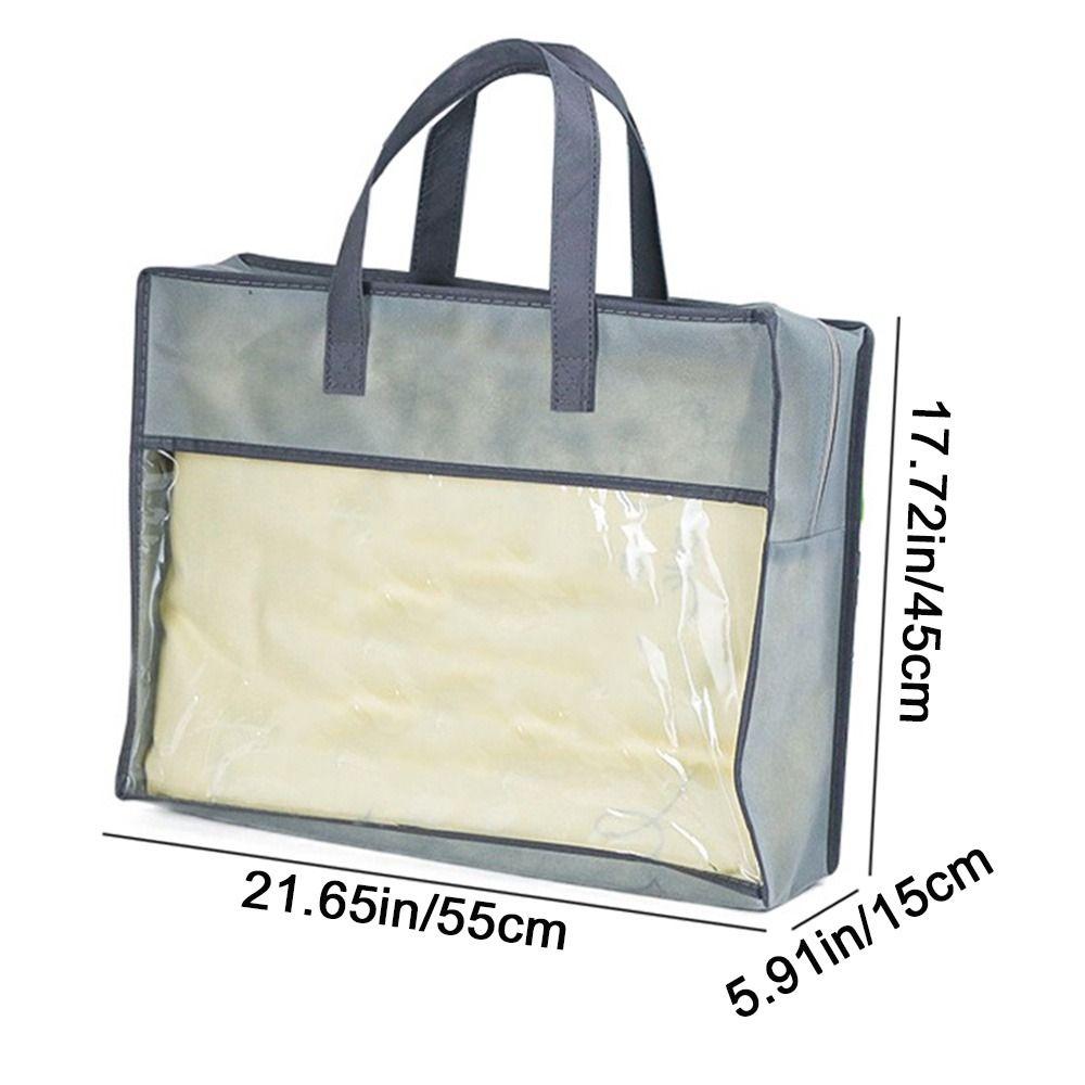 Non-Woven Fabric Clear Clothes Storage Bag Dustproof Blanket Bedding Handbag  Wardrobe