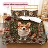 Cats and Dogs with Roses  Pattern Bedding Quilt Set  Home Decoration  Gift (1 * duvet cover + 2 * pillowcase, without core)