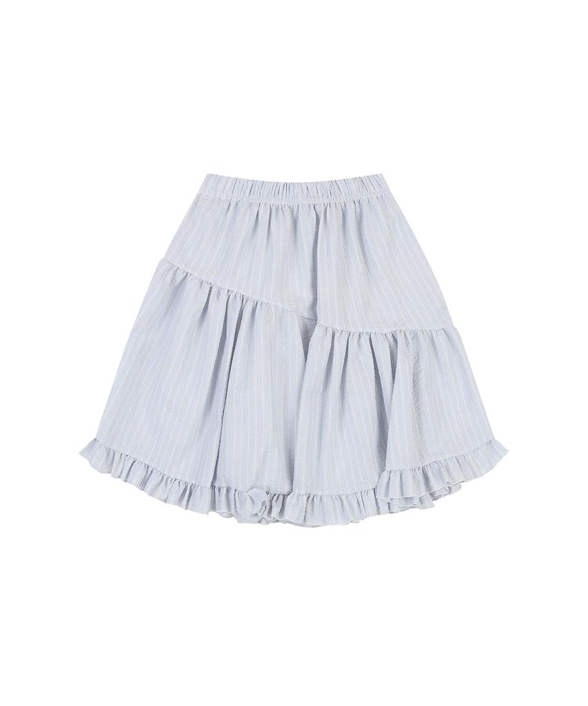 DELICCENT Striped Frill Skirt [Sky Blue]