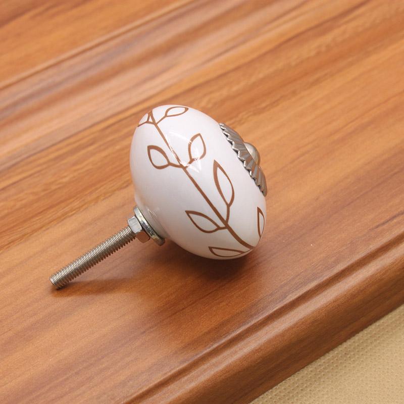 KAK 40mm Hand-painted Ceramic Drawer Knobs Porcelain Pumpkin Cabinet Knobs Cupboard Handles with Base for Kids Furniture Handle