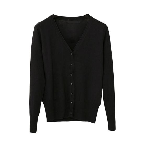 

Женское трикотажное пальто с V-образным вырезом и длинным рукавом, однобортный свитер, пальто, однотонный, в рубчик L чёрный