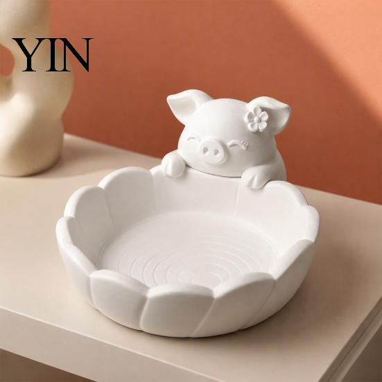 Pig Petal Storage Tray Cute Bowl, Matte Finish 3D Print PLA Tray, Minimalist Home Accents Jewelry Trinkets Organization for Vanity And Entryway Table
