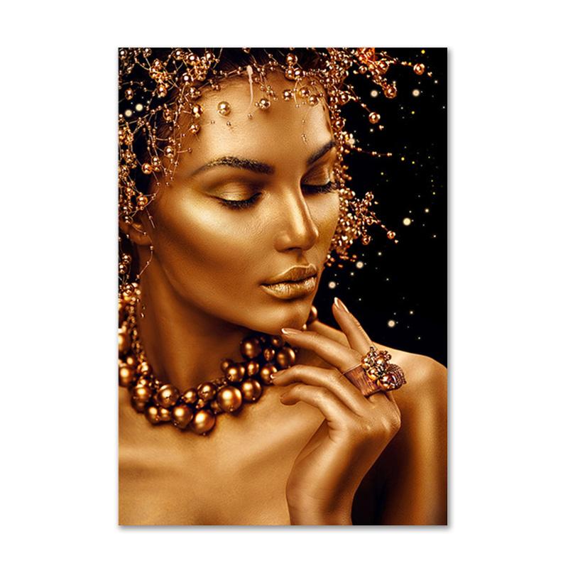 Schwarz und Gold afrikanische Kunst Poster drucken Frau Leinwand Malerei Wand Kunst Cuadros skandinavische Dekoration Home Bild Wohnzimmer