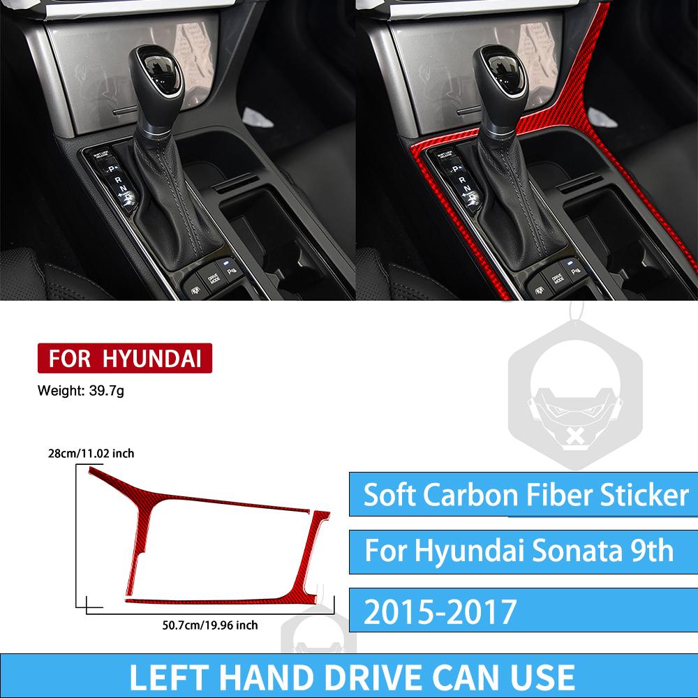 For Hyundai Sonata 9 2015 2016 2017 Gear Box Trim Real Carbon Fiber Sticker Car Interior Accessories